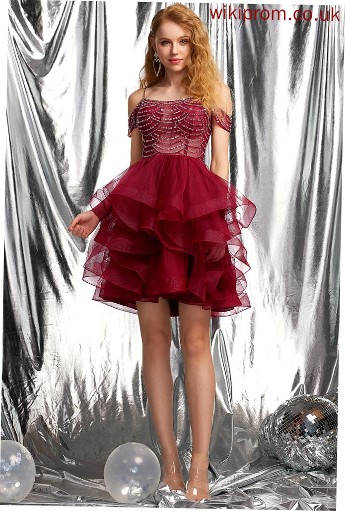 Tulle Sequins Ball-Gown/Princess With Short/Mini Beading Dress Homecoming Dresses Neck Scoop Sylvia Homecoming