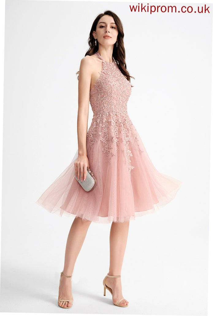 Dress Scoop Addisyn Lace Knee-Length With Homecoming A-Line Homecoming Dresses Neck Tulle