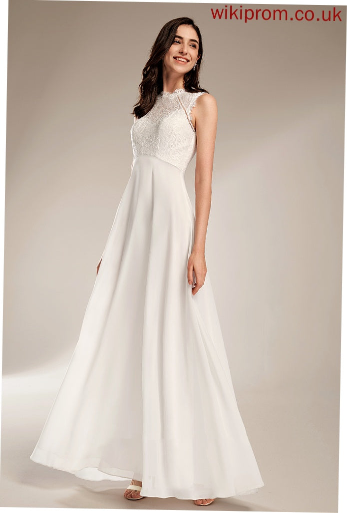 Floor-Length Neck With Wedding Lace Dixie Chiffon Scoop Wedding Dresses Dress A-Line