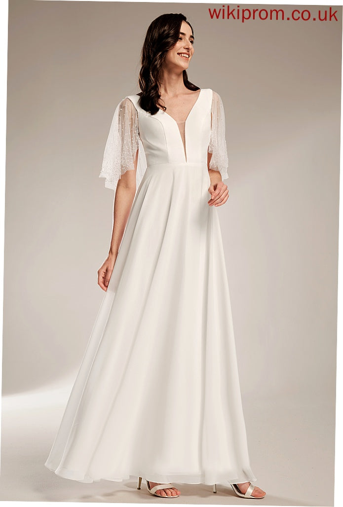 Floor-Length Wedding Dresses Wedding Dress With Madelynn Chiffon Beading A-Line V-neck