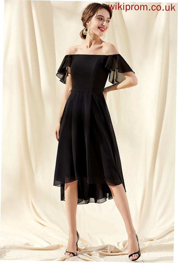 Dress Lilianna Asymmetrical With Cocktail Chiffon Cocktail Dresses Off-the-Shoulder Cascading Ruffles A-Line