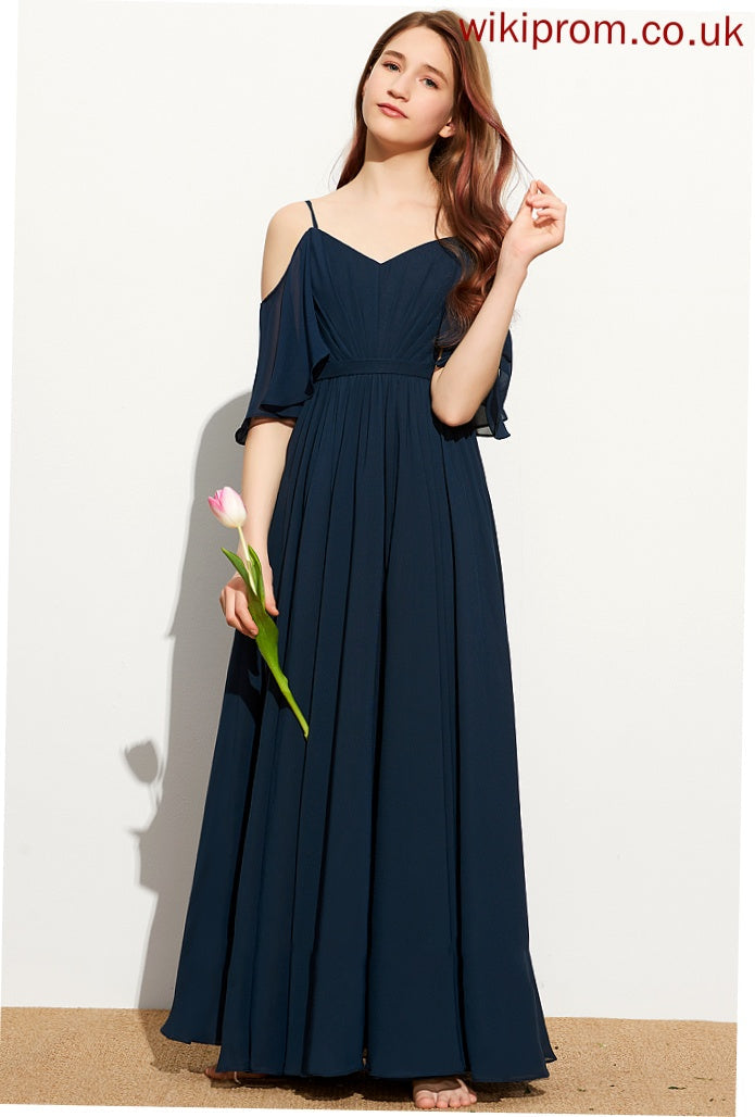 Floor-Length Tamara Off-the-Shoulder Chiffon With Ruffle A-Line Junior Bridesmaid Dresses