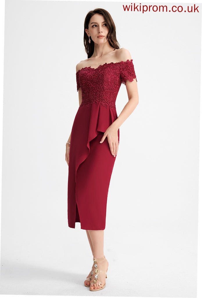 Cocktail Chiffon Dress Lace Kylie Tea-Length Cocktail Dresses Sheath/Column Off-the-Shoulder