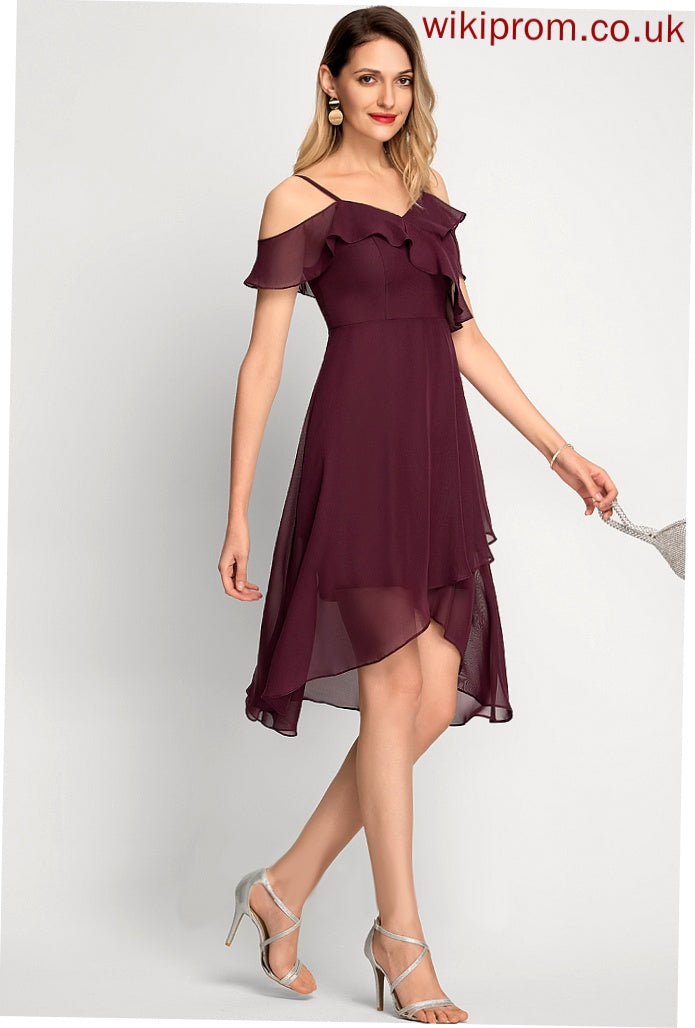 Off-the-Shoulder Dress Asymmetrical A-Line Ashley Cocktail Dresses Chiffon Cocktail