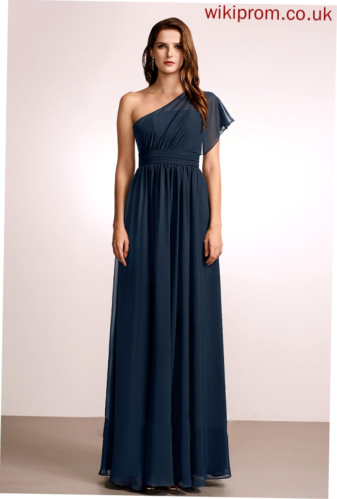 A-Line Embellishment Fabric Floor-Length Neckline Length One-Shoulder Ruffle Silhouette Nia Bridesmaid Dresses