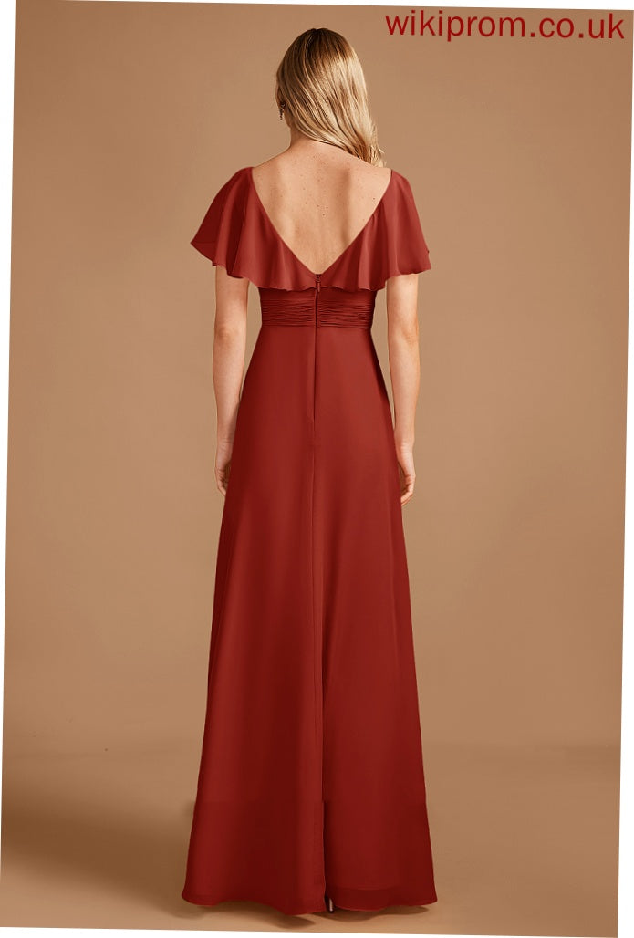 Embellishment Neckline Length Ruffle SplitFront Floor-Length HighNeck Fabric Silhouette A-Line Joslyn Natural Waist Bridesmaid Dresses