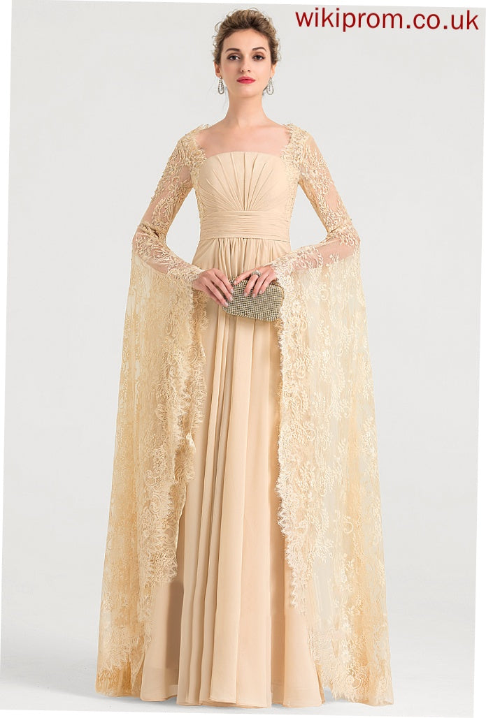 Chiffon Floor-Length A-Line With Beading Wedding Dresses Ruffle Lace Wedding Neckline Madyson Square Dress