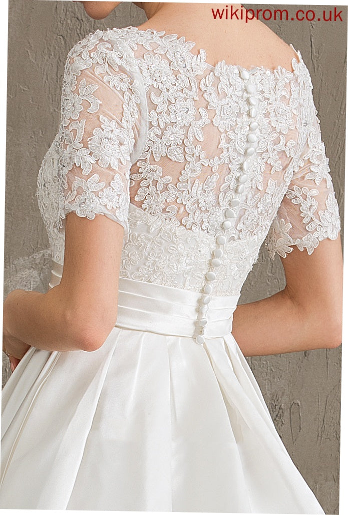 Train Hailie Lace Beading With Court Dress Satin Sequins Wedding Dresses Wedding Pockets Ball-Gown/Princess