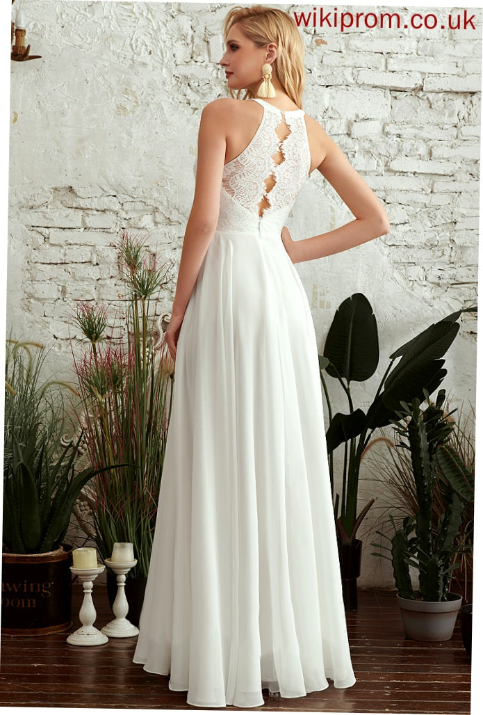 Chiffon Londyn Dress Wedding Dresses A-Line Scoop Wedding Floor-Length Lace