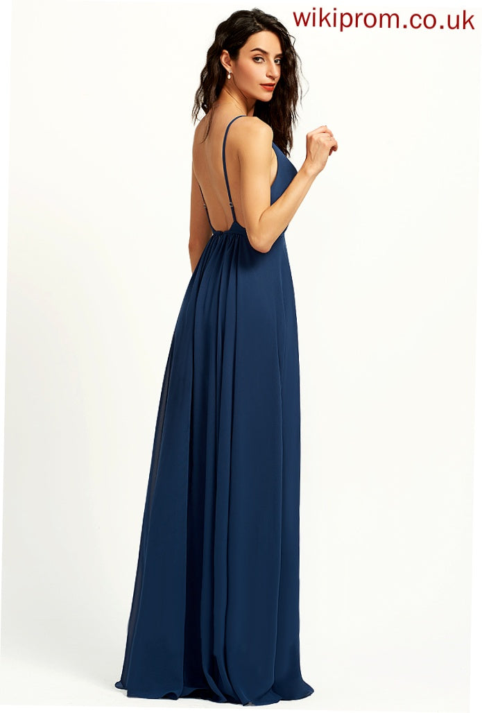 Chloe A-Line V-neck Prom Dresses Chiffon Floor-Length