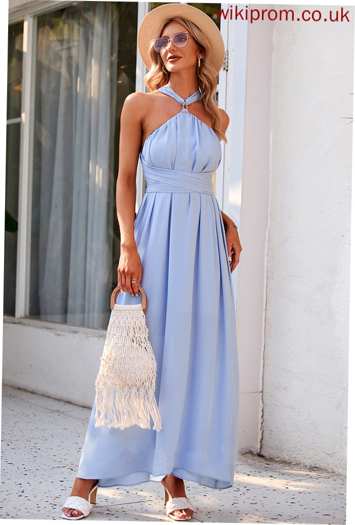 Length Silhouette Fabric A-Line Halter Ankle-Length Neckline Straps Louise Floor Length Natural Waist Sleeveless Bridesmaid Dresses