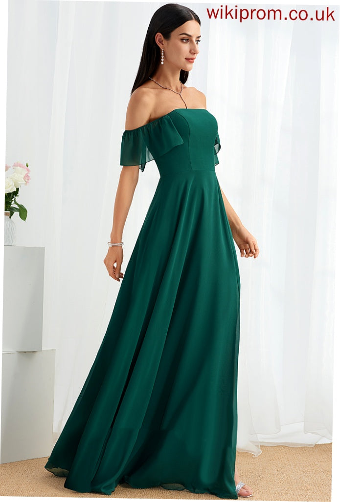 Off-the-Shoulder Silhouette Length Neckline Floor-Length A-Line Embellishment SplitFront Fabric Cailyn Sleeveless Floor Length Bridesmaid Dresses