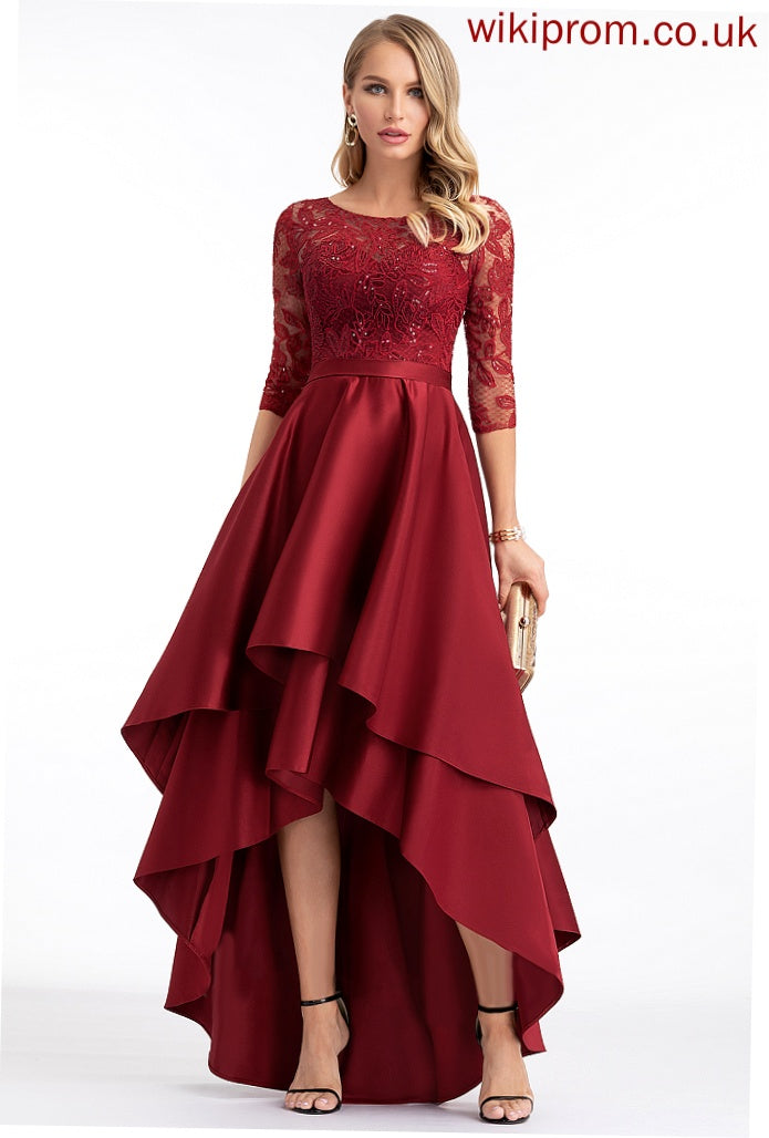 ScoopNeck A-Line Asymmetrical Length Sequins Embellishment Neckline Fabric Silhouette Amira Bridesmaid Dresses