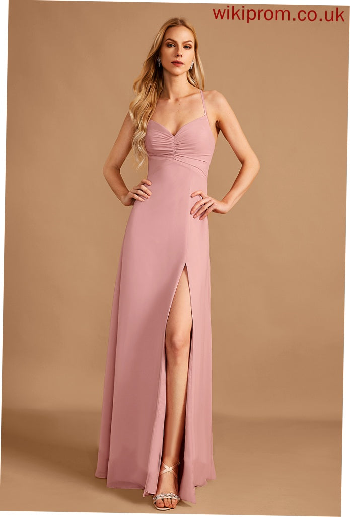 A-Line V-neck Neckline Embellishment Silhouette Floor-Length Fabric SplitFront Length Juliana Floor Length Sleeveless Bridesmaid Dresses