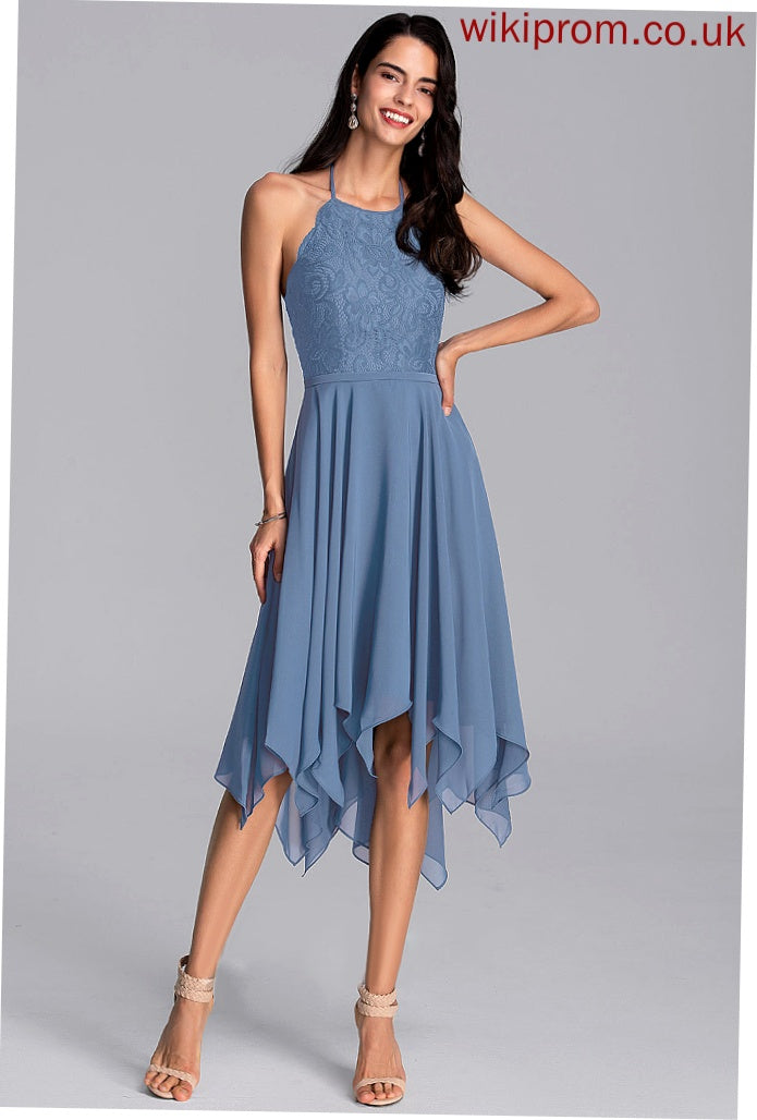 Ashtyn Lace Homecoming Dresses With Homecoming Chiffon A-Line Dress Asymmetrical Halter