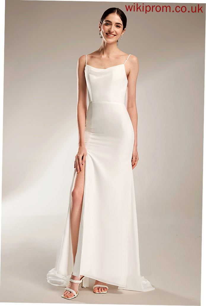 Cowl Beading Court Train Neck With A-Line Dress Wedding Wedding Dresses Chiffon Maribel