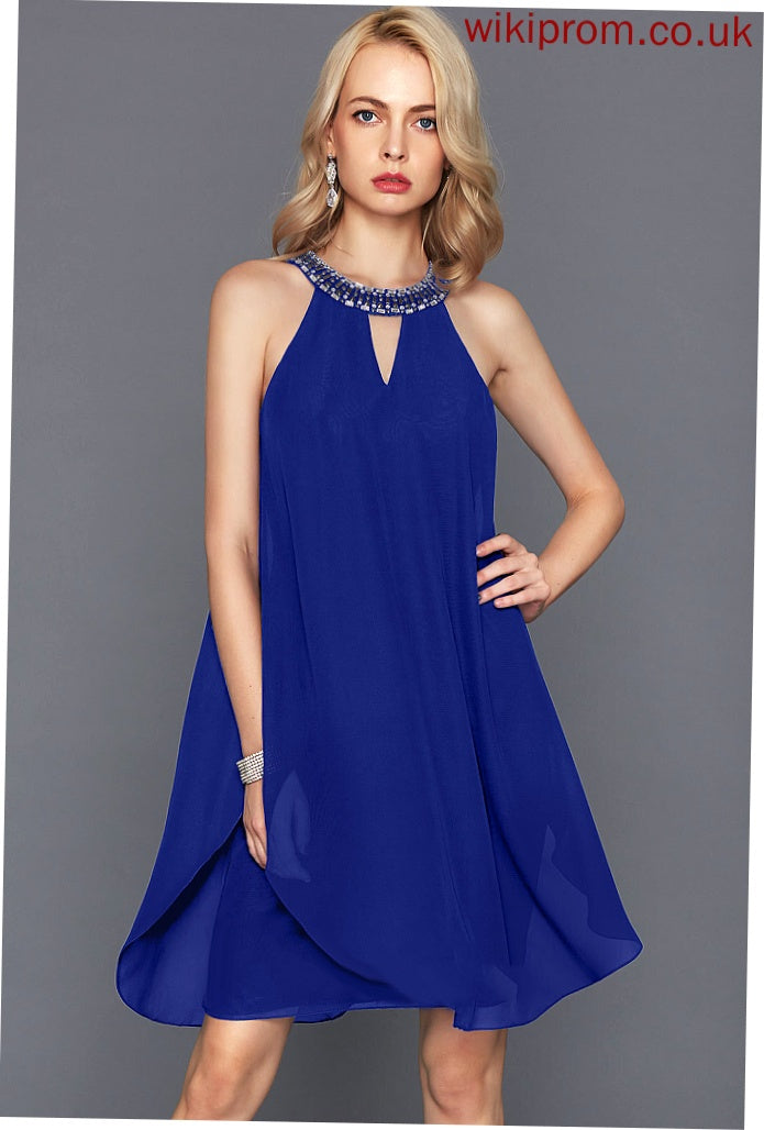 Cocktail With Kailee Cocktail Dresses Beading Chiffon Dress Scoop A-Line Neck Knee-Length