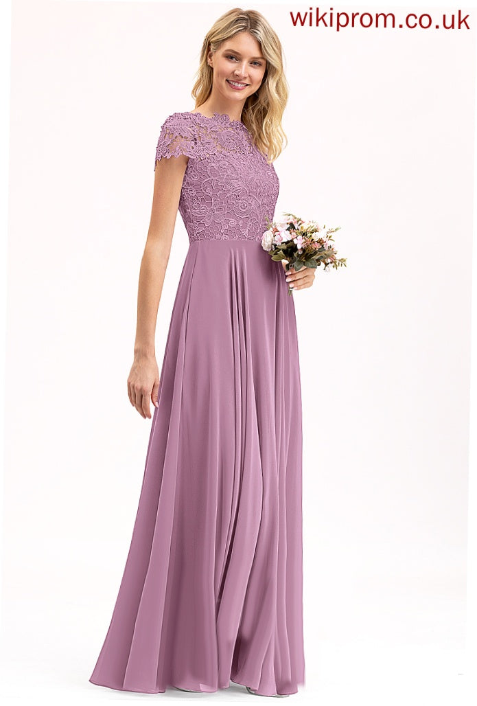 Floor-Length Prom Dresses A-Line Scoop Lace Kathryn Chiffon