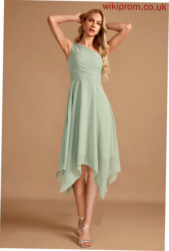 Neckline One-Shoulder A-Line Asymmetrical Embellishment Silhouette Length Fabric Ruffle Corinne Bridesmaid Dresses