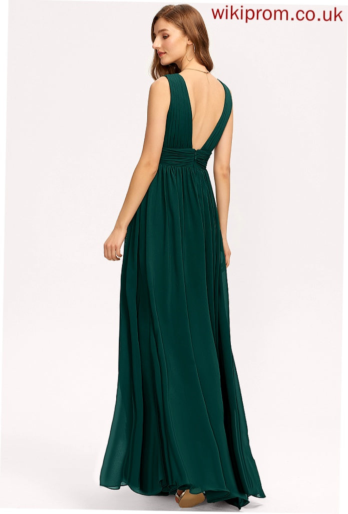 Floor-Length A-Line Prom Dresses Chiffon V-neck Rowan