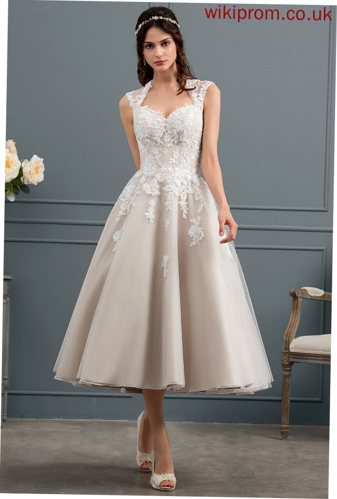 Sweetheart Lace Wedding With Tulle Sequins Hallie Dress Tea-Length Ball-Gown/Princess Wedding Dresses