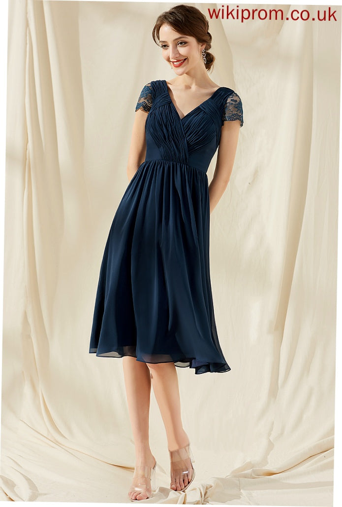 Lace Dress Knee-Length Kay A-Line Homecoming Dresses Homecoming Ruffle V-neck With Chiffon