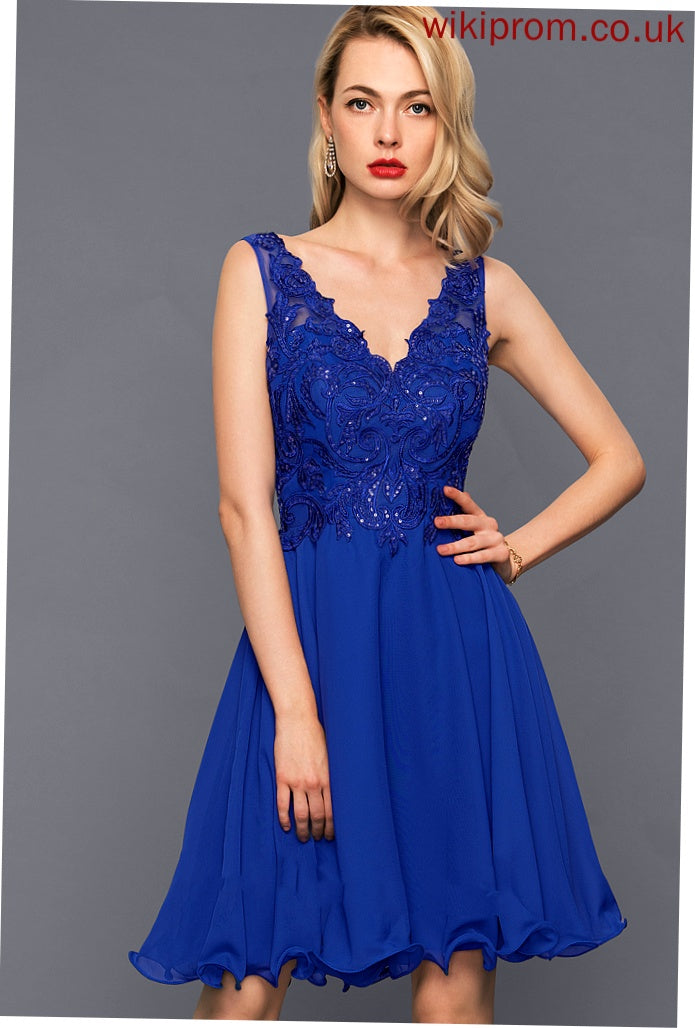 A-Line Dress Homecoming Dresses Lilah Knee-Length Homecoming Chiffon V-neck