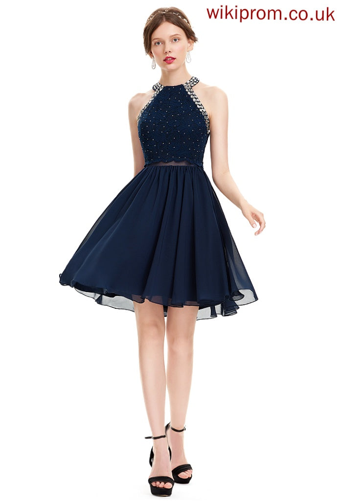 Sequins Chiffon Homecoming Scoop Homecoming Dresses Dress Madilynn Neck With Knee-Length A-Line Beading