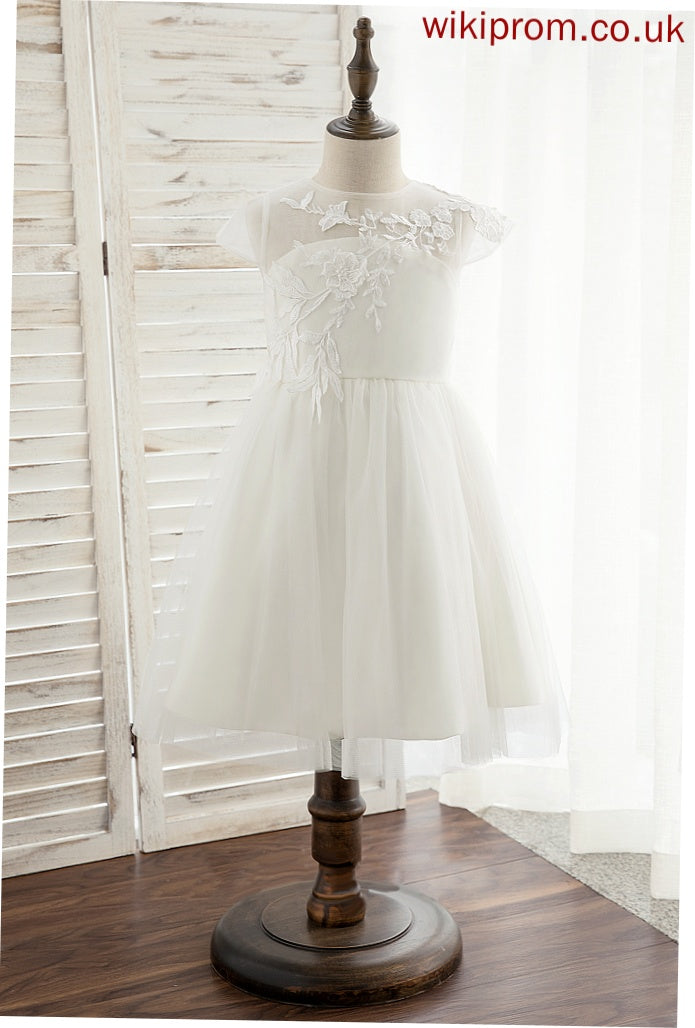 A-Line Neck Flower Girl Scoop Sleeveless Flower Girl Dresses Tulle/Lace Dress Ally Knee-length -