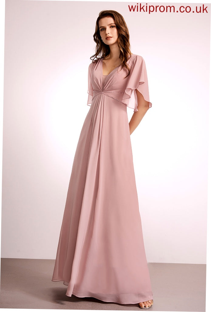 Neckline Silhouette Length A-Line Straps Fabric V-neck Floor-Length Donna Floor Length A-Line/Princess V-Neck Bridesmaid Dresses