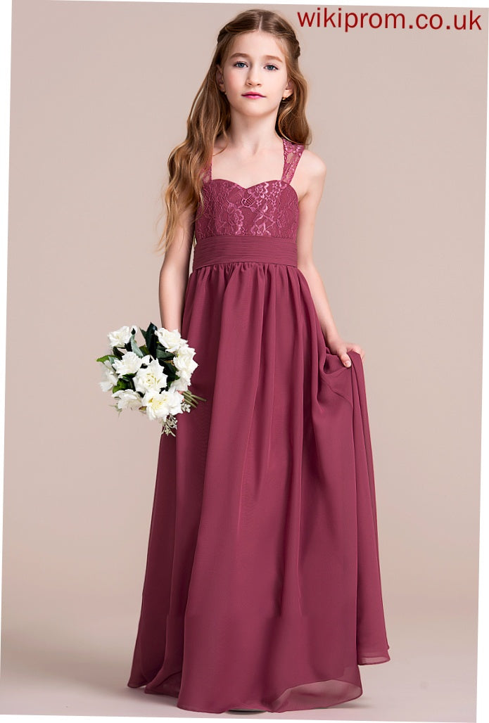 Louisa Junior Bridesmaid Dresses Chiffon With Floor-Length A-Line Sweetheart Ruffle