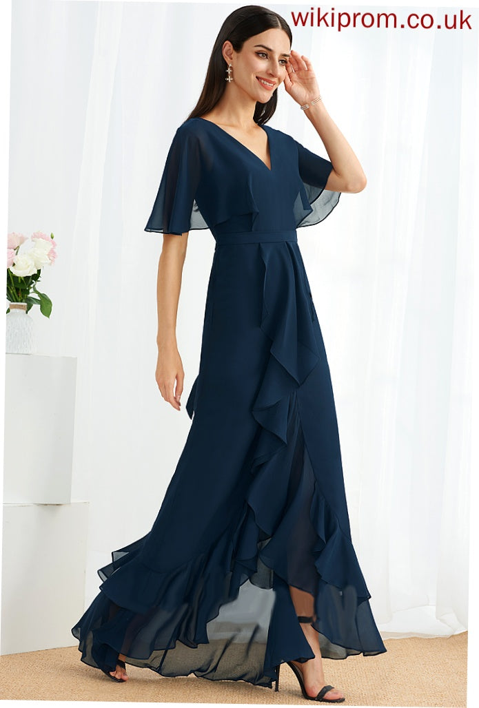 Asymmetrical Neckline Length A-Line Fabric V-neck Silhouette Straps&Sleeves Khloe Natural Waist A-Line/Princess V-Neck Bridesmaid Dresses