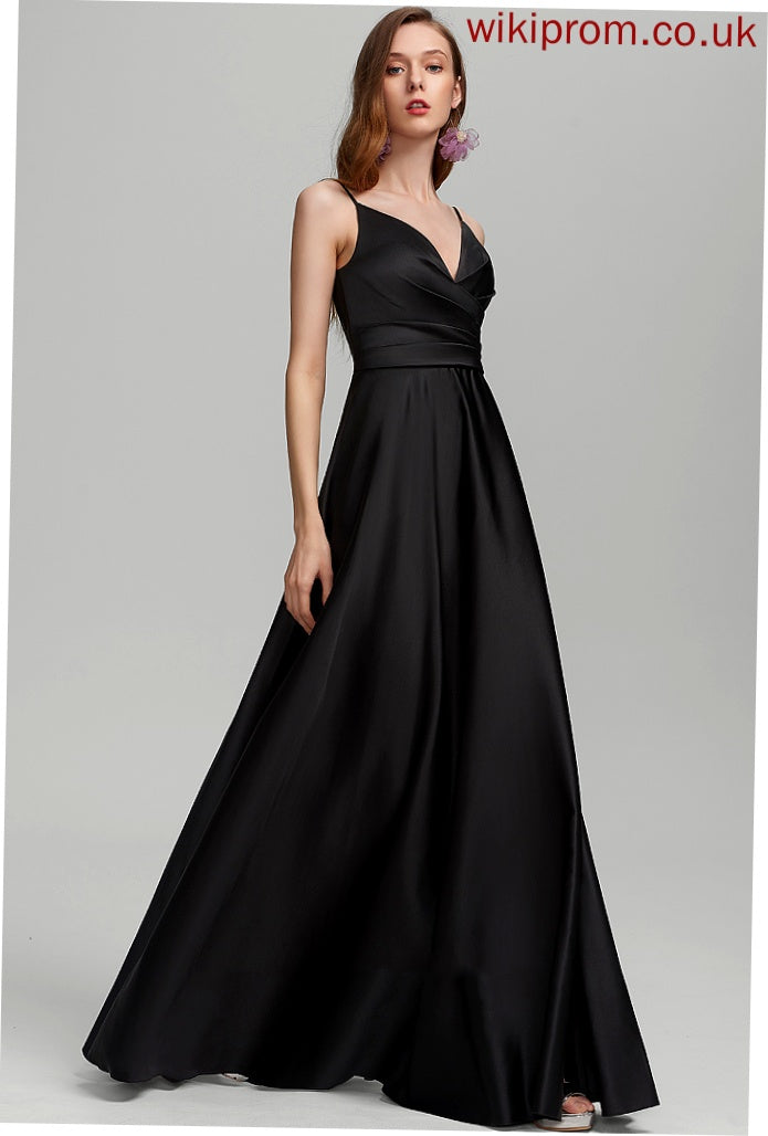 Neckline Length Ruffle A-Line Silhouette V-neck Floor-Length Fabric Embellishment Akira Bridesmaid Dresses