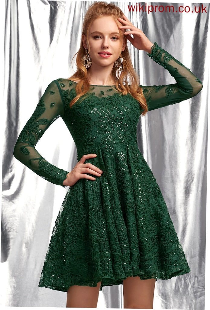 Homecoming Michelle Dress Sequins Lace A-Line With Scoop Lace Short/Mini Homecoming Dresses Neck