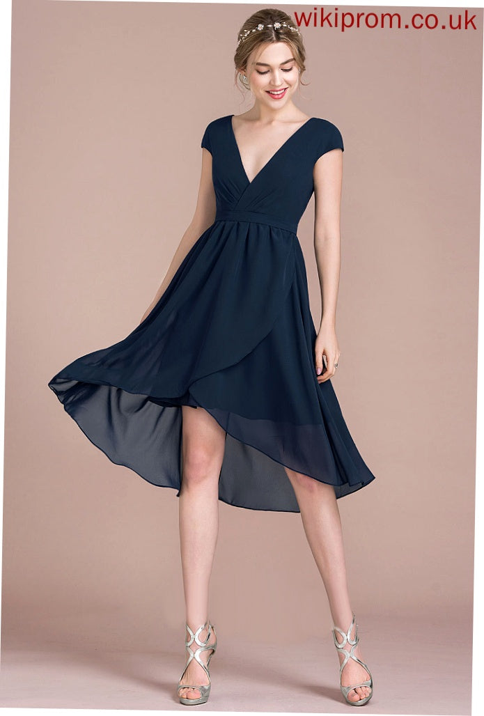 Chiffon Cocktail Dresses V-neck A-Line Lexie Dress Asymmetrical Cocktail