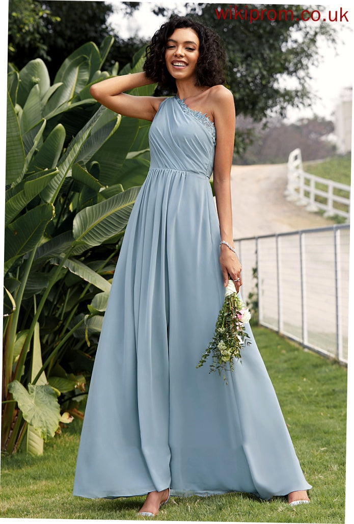 Neckline Floor-Length Silhouette A-Line Lace Length Fabric One-Shoulder Sequins Embellishment Cheyenne Bridesmaid Dresses