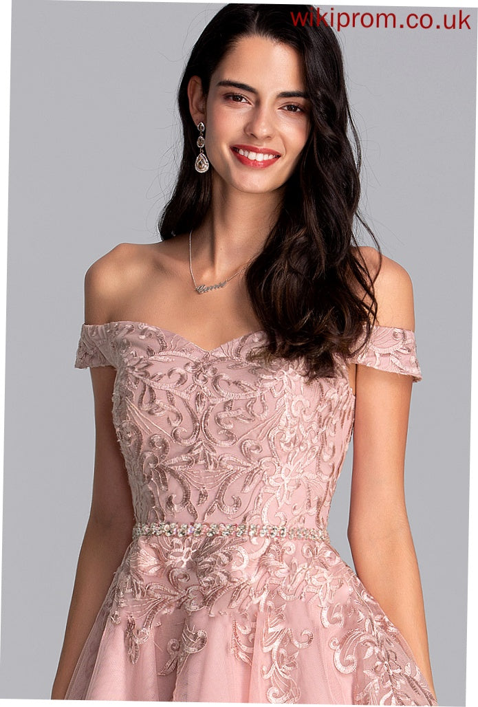 Off-the-Shoulder Tulle Beading Homecoming Dresses A-Line Short/Mini Kiera With Lace Dress Homecoming