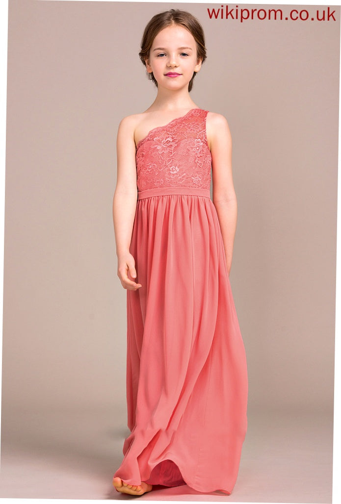 Beatrice Floor-Length Lace A-Line Junior Bridesmaid Dresses Chiffon One-Shoulder