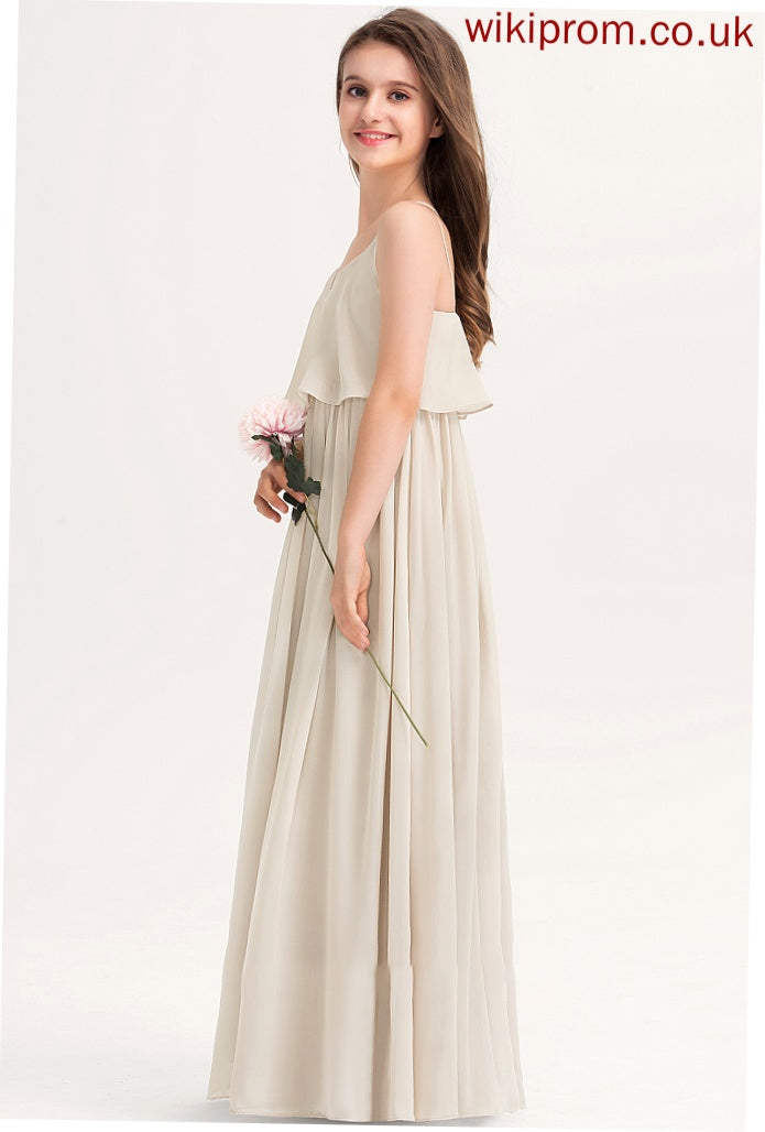 Chiffon Junior Bridesmaid Dresses V-neck Floor-Length Jewel A-Line