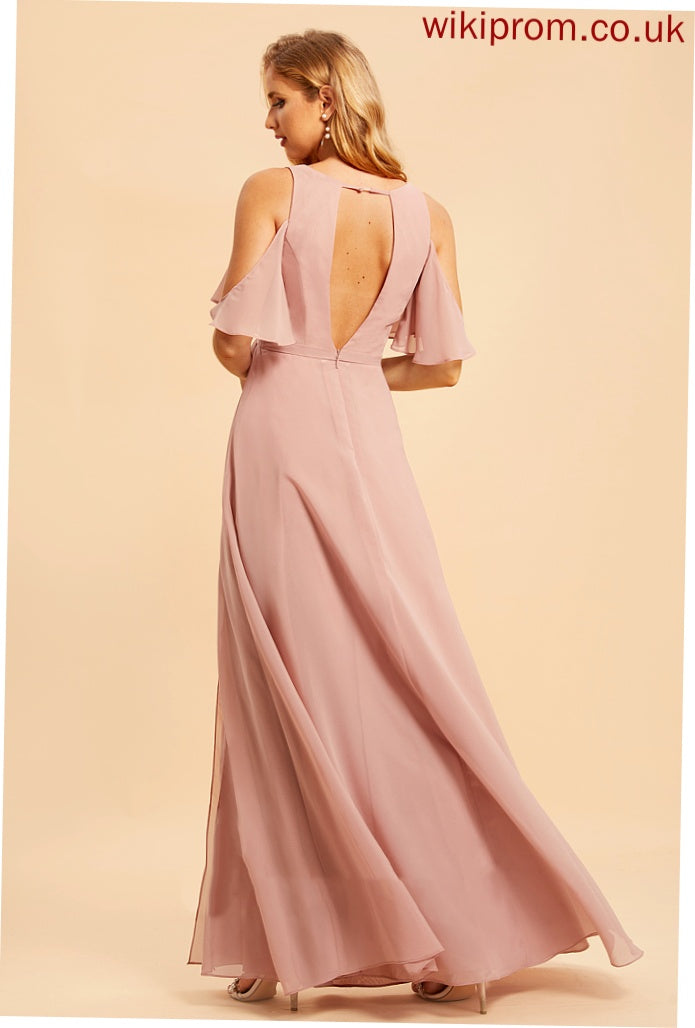 SplitFront Silhouette Fabric Embellishment Neckline Length V-neck Floor-Length A-Line Laci Scoop Natural Waist Bridesmaid Dresses