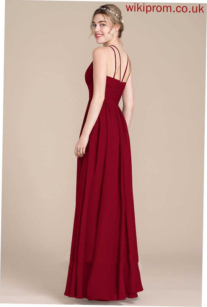 Scoop Embellishment Fabric Silhouette Ruffle A-Line Length Neckline Floor-Length Camryn Sleeveless Knee Length Bridesmaid Dresses