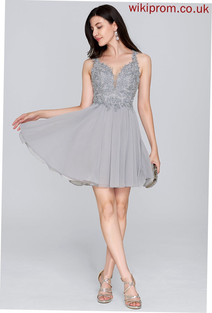 Short/Mini Sweetheart Homecoming With A-Line Homecoming Dresses Beading Elva Sequins Lace Chiffon Dress