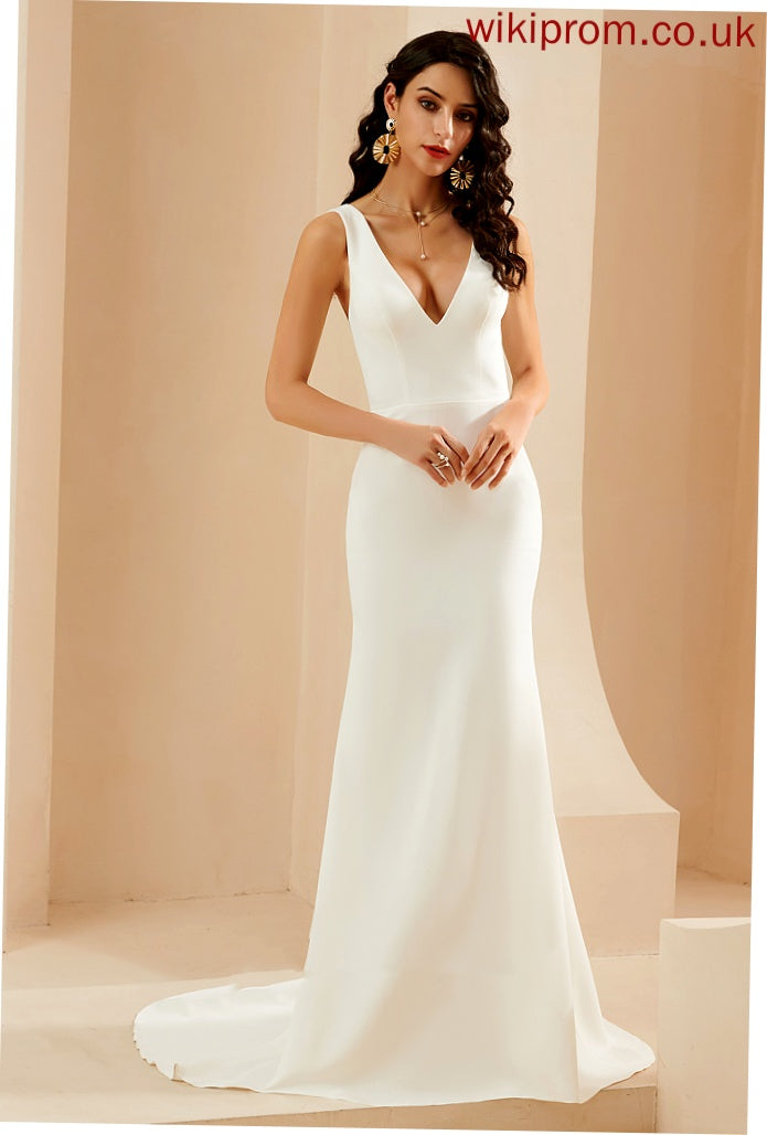 Dress Stretch Crepe Wedding Dresses Wedding Court Train Mikaela Trumpet/Mermaid V-neck