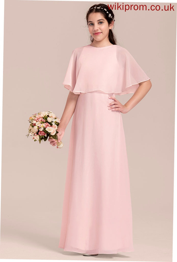 Neck Chiffon Junior Bridesmaid Dresses A-Line Sienna Floor-Length Scoop