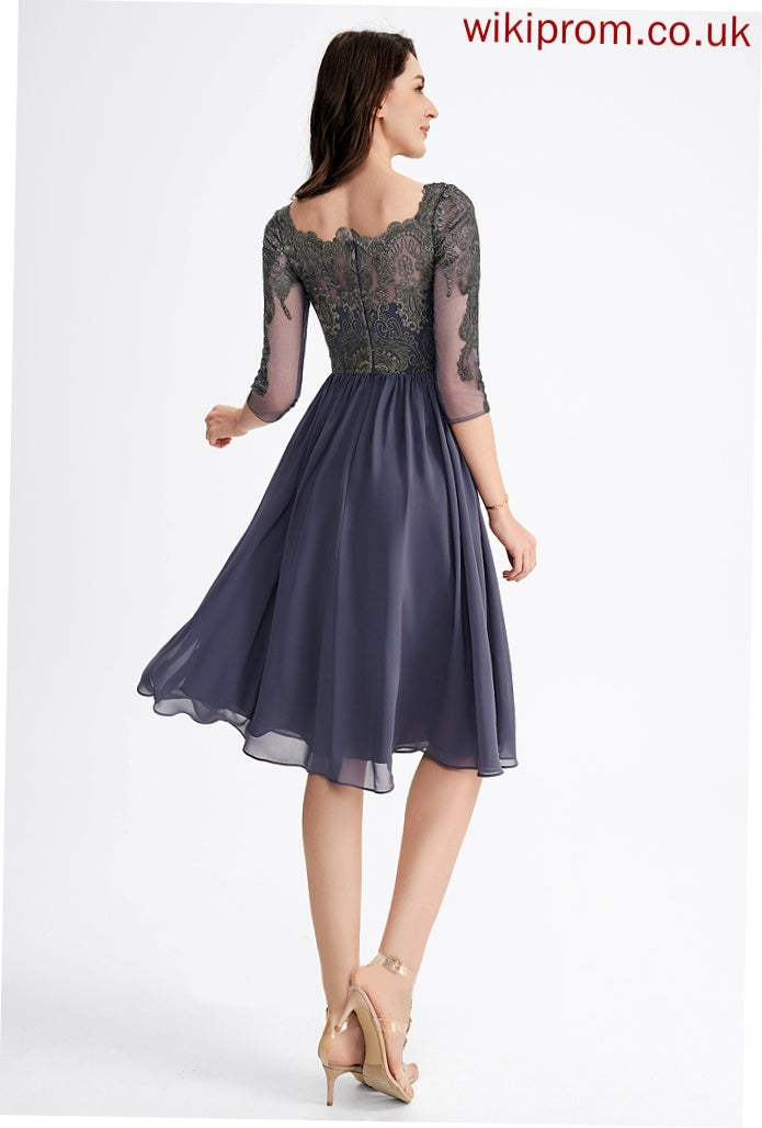 Chiffon Square Kira Lace Dress Cocktail Dresses Cocktail Neckline A-Line With Knee-Length Lace