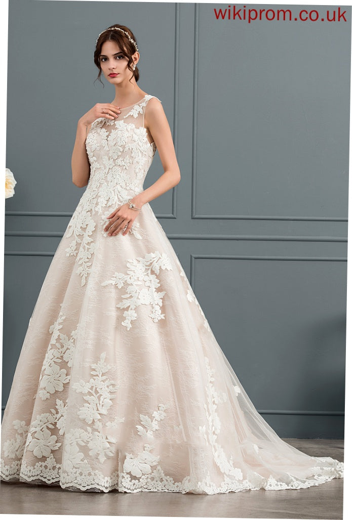 Court Nora Lace With Ball-Gown/Princess Wedding Dresses Tulle Beading Wedding Sequins Dress Train Illusion