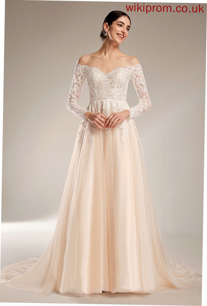 Ida Lace Wedding Wedding Dresses Train Chapel Dress Sequins With Illusion Ball-Gown/Princess Tulle