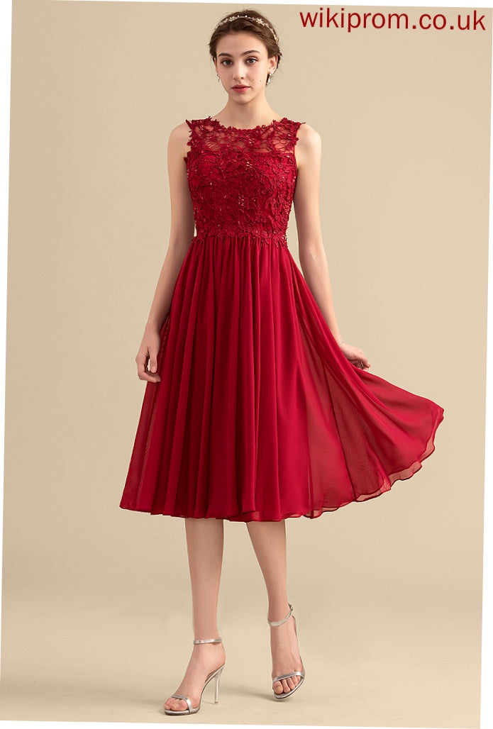 Dress With Beading Lace Lilith Homecoming Dresses Homecoming Neck Scoop Lace Knee-Length A-Line Chiffon