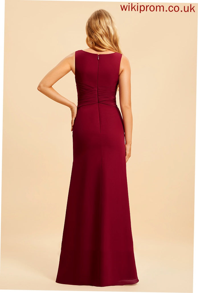 Trumpet/Mermaid Floor-Length Neckline Embellishment SplitFront Fabric Length Silhouette V-neck Nan Floor Length Scoop Bridesmaid Dresses