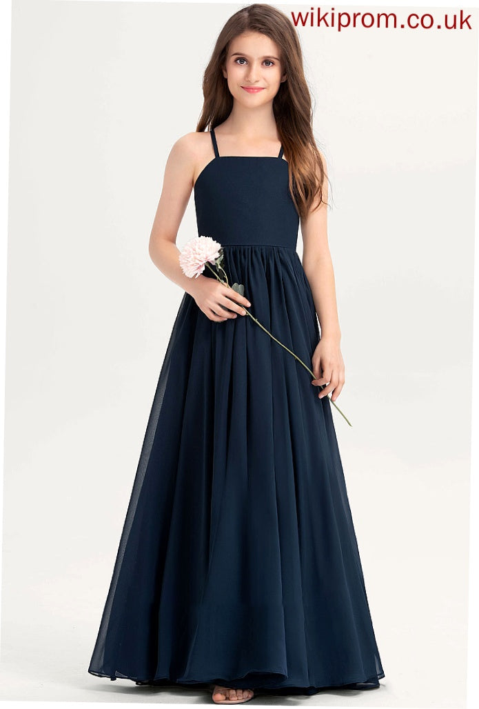 Chiffon Junior Bridesmaid Dresses With Floor-Length Ainsley A-Line Neckline Bow(s) Square